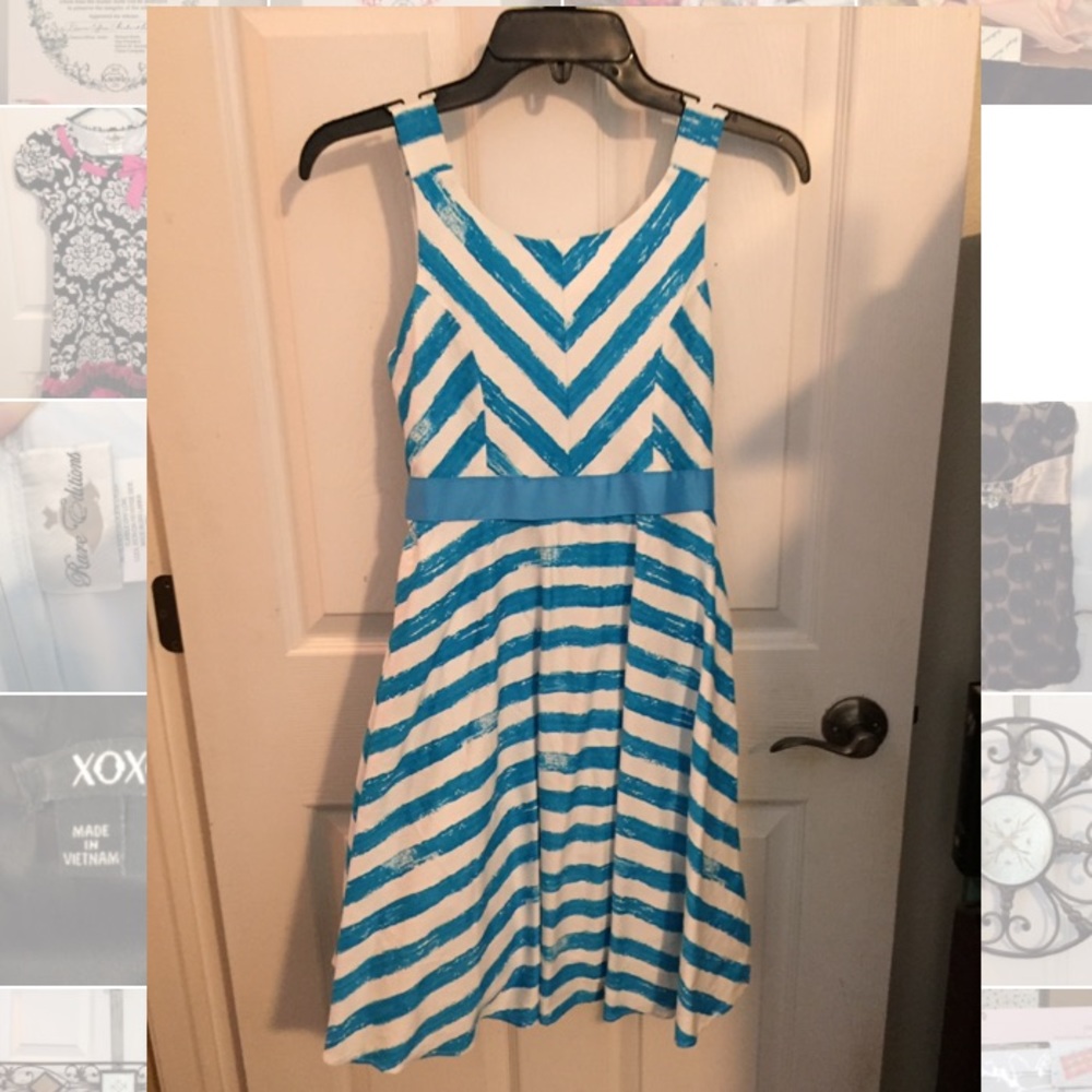 Girls blue and white dress